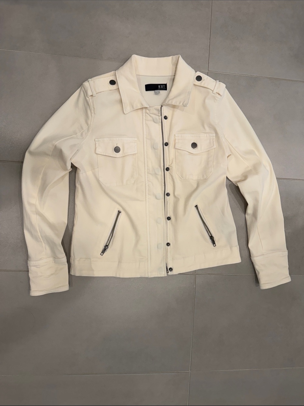 Kut from the Kloth Off-White Button-Front Utility Jacket